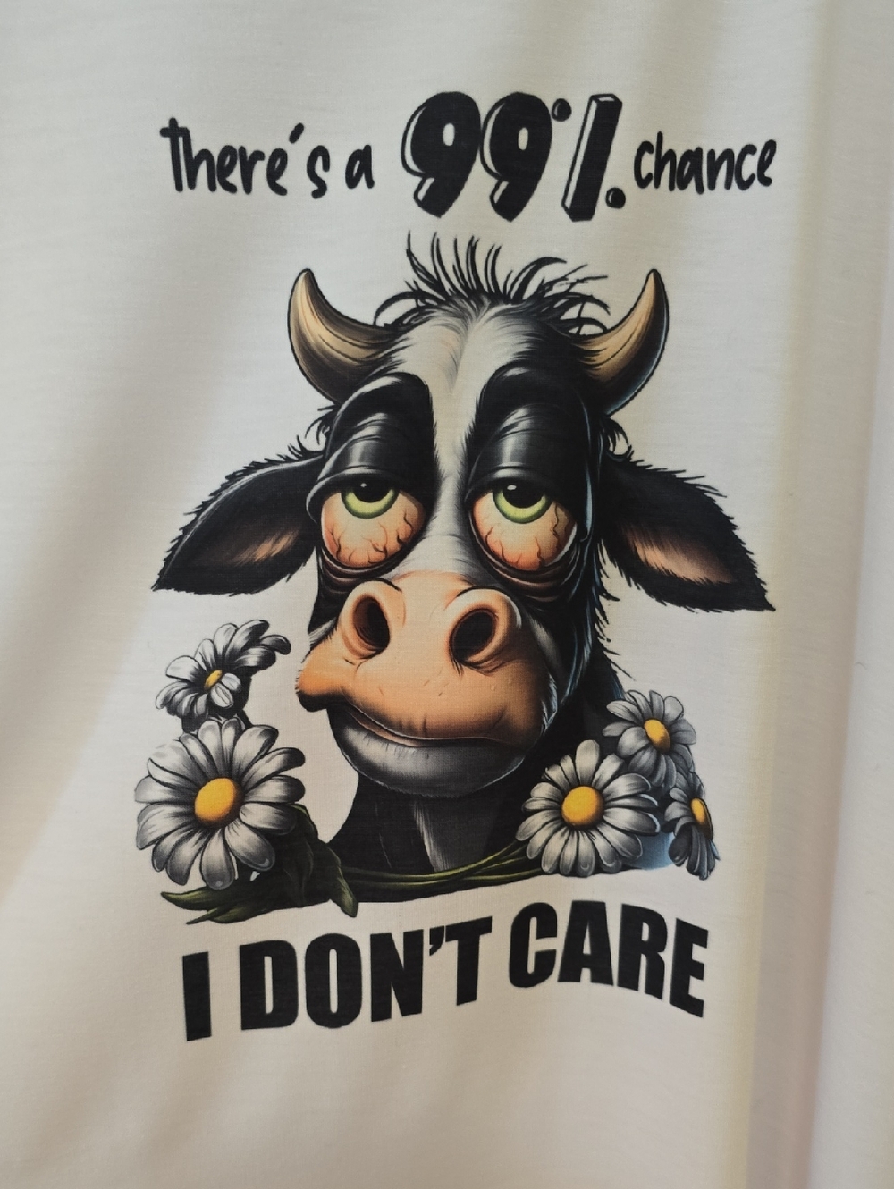Funny Cow Graphic Tee Choose Small or Large Handmade White Sublimation Shirt - Picture 9 of 9
